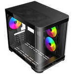 87814 - Gabinete Curvo Xzeal M-ATX/ITX 2x USB 2 0 + 1x USB 3 0 + 3 5 mm + 3 Ventiladores RGB Negro