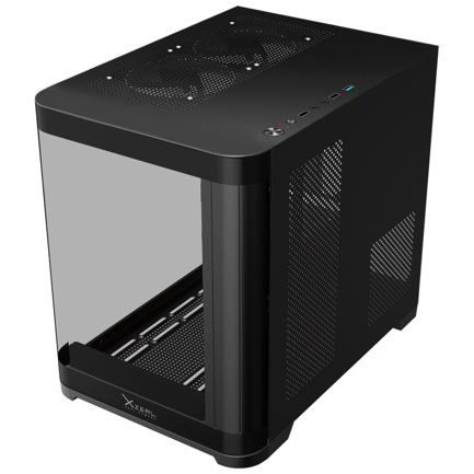 87813 - Gabinete Curvo Xzeal M-ATX/ITX 2x USB 2 0 + 1x USB 3 0 + 3 5 mm + 3 Ventiladores RGB Negro