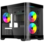87815 - Gabinete Curvo Xzeal M-ATX/ITX 2x USB 2 0 + 1x USB 3 0 + 3 5 mm + 3 Ventiladores RGB Negro