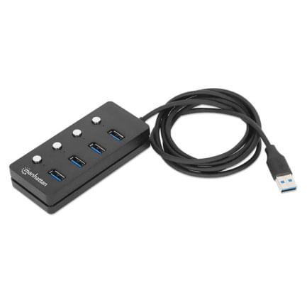 86695 - Manhattan Hub USB 3 2 con 4 puertos Tipo-A e interruptor por puerto