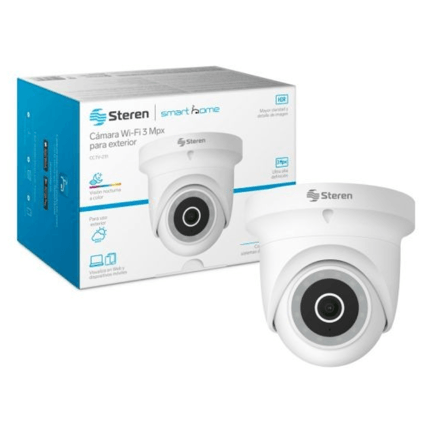 88020 - Cámara de Seguridad Steren CCTV-231 Wi-Fi 3 Mpx HDR Robotizada para Exterior Tipo Domo Blanca