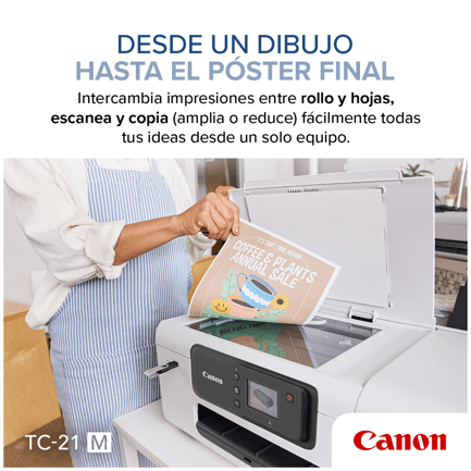 90149 - Plotter Canon imagePROGRAF TC-21 M de 24 con Sistema Inyección de Tinta Continua y Escaner de Cama Plana