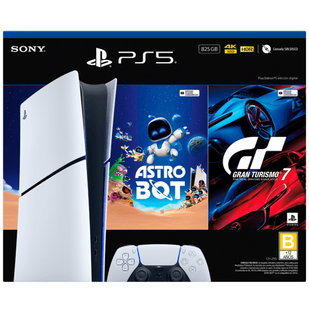 87762 - Consola PlayStation 5 Ed digital de 825GB Astrobot y Gran Turismo 7