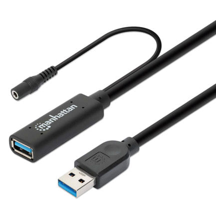 86105 - Cable de Extensión Manhattan USB 3 0 Tipo A Macho a Hembra 15m 5Gbps Negro