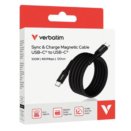86144 - Cable Magnético Verbatim Compacto 100W 12cm Color Negro