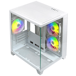 87811 - Gabinete Xzeal Panzer II Cubo M-ATX/ITX 2xUSB1 0 + 1x USB3 0 + 3 5 mm + 3 Fans ARGB Blanco