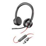 87034 - Poly Auriculares estéreo USB-C Blackwire 8225 + Adaptador USB-C/A