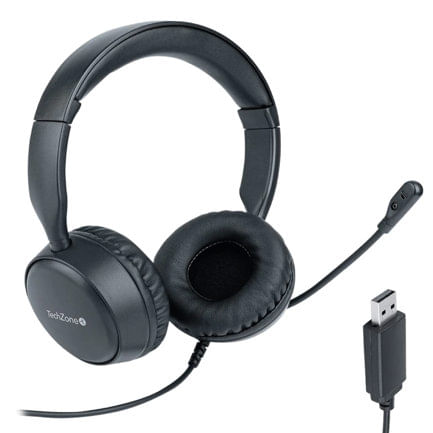 86292 - Diadema TechZone Estereo Alambrica Color Negro Cable Usb Viene con Microfono Integrado