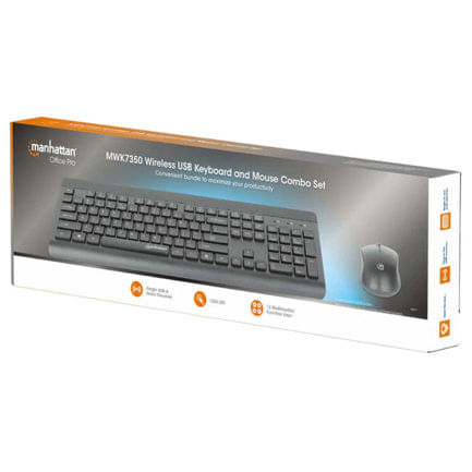 86703 - Teclado y Mouse Optico Inalambrico Manhattan 2 4G Negro combo