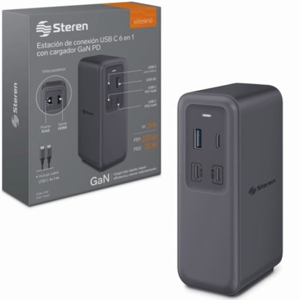 87923 - Estacion de Conexión USB Steren C GAN PD100W 6