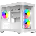 87818 - Gabinete Curvo Xzeal M-ATX/ITX 2x USB 2 0 + 1x USB 3 0 + 3 5 mm + 3  Ventiladores RGB Blanco