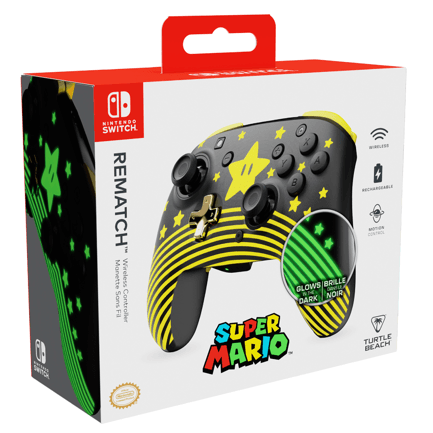 87659 - Control de Juego Inalámbrico Turtle Beach Rematch Estrella de Super Mario para Nintendo Switch