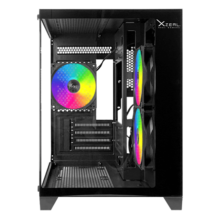 87805 - Gabinete Xzeal Panzer II Cubo M-ATX/ITX 2xUSB1 0 + 1x USB3 0 + 3 5 mm + 3 Fans ARGB Negro
