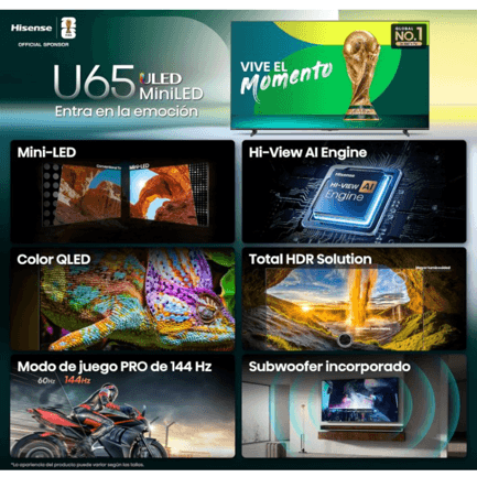 87921 - Televisor Hisense 55" U65QFM 4K Mini-LED Smart Fire TV