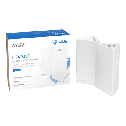 90155 - Router MSI con Sistema de Red Wi-Fi en Malla Roamii BE Lite 2882Mbit/s 3x RJ-45 2 4/5GHz 4 Antenas Internas 2 pz Blanco