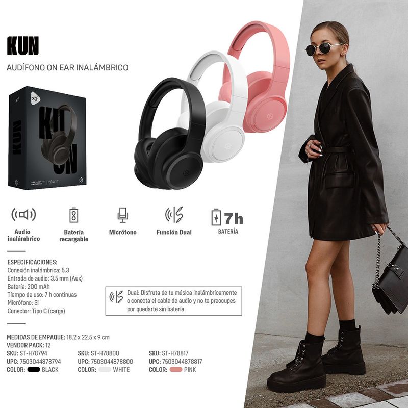 53809 - AUDIFONOS INALAMBRICOS ON EAR BLUETOOTH NEGRO