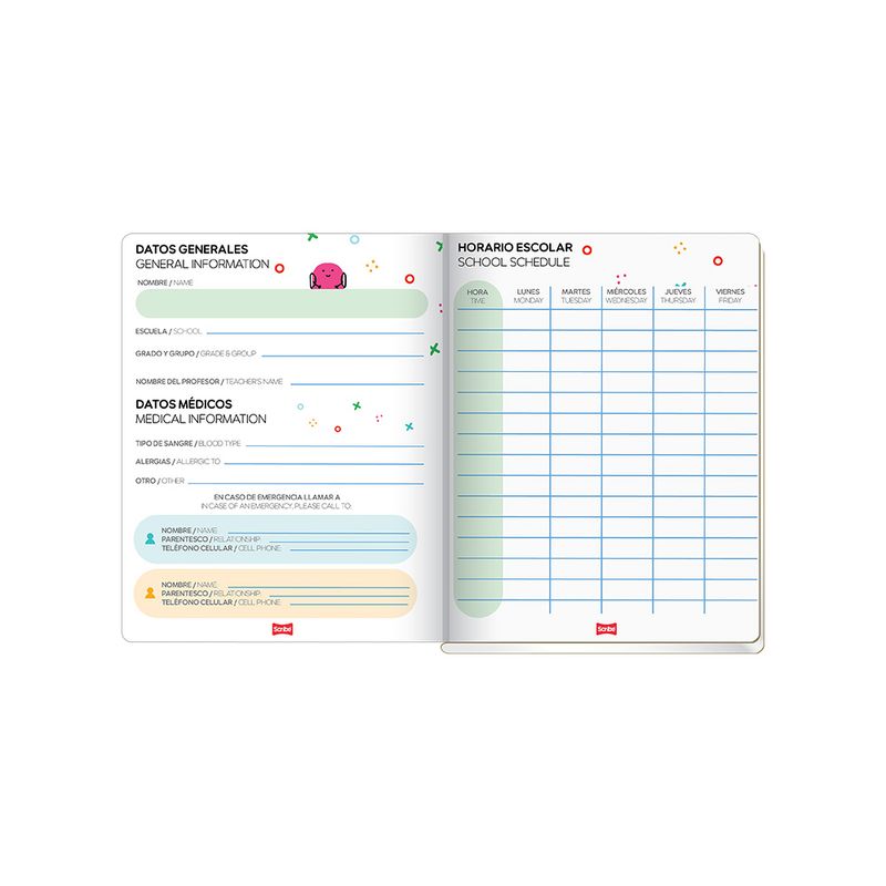 90525 - CUADERNO COSIDO COLLEGE TAREAS BILINGUE 50H