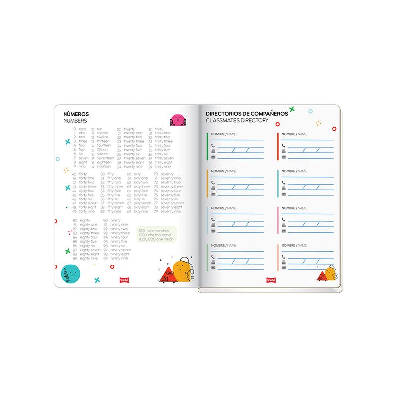 90526 - CUADERNO COSIDO COLLEGE TAREAS BILINGUE 50H
