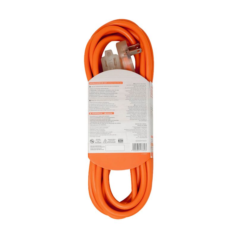 90476 - EXTENSION ELECTRICA DOBLE RECUBRIMIENTO DE 5 METROS BLACK+DECKER
