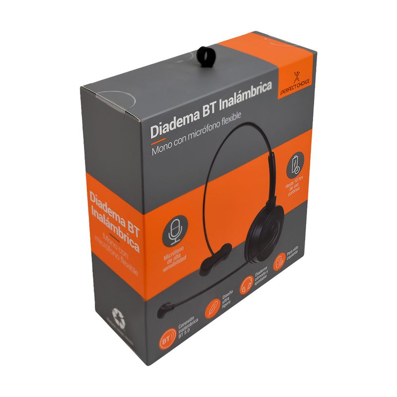 90715 - DIADEMA BT INÁLAMBRICA MONOAURAL CON MICROFONO FLEXIBLE, NEGRO