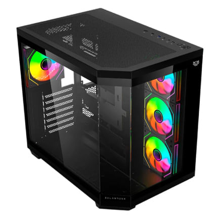 85917 - Gabinete Gamer Balam Rush Media Torre Tank Master 9600 TB USB C 3 1/USB 3 0/USB 2 0/Audio Fan ARGB Negro