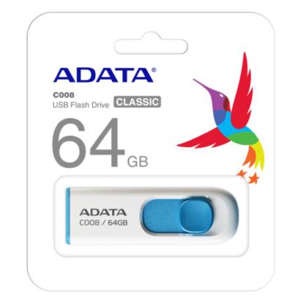 84830 - Memoria USB Adata C008 64GB 2 0 Color Blanco-Azul