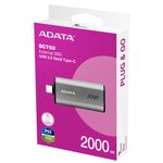 89807 - Disco Duro Externo Adata SC750 3 5" 2TB USB-C 3 1 Gris Resistente a Polvo para PC