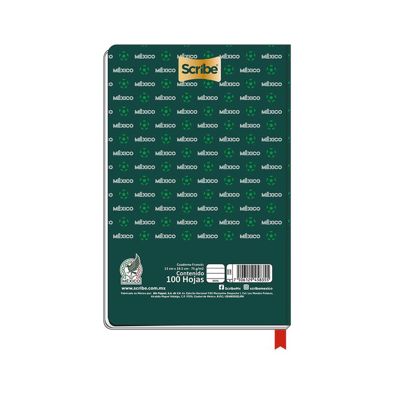 90535 - CUADERNO COSIDO FRANCES PD 100H RAYA SELECCION MEXICANA
