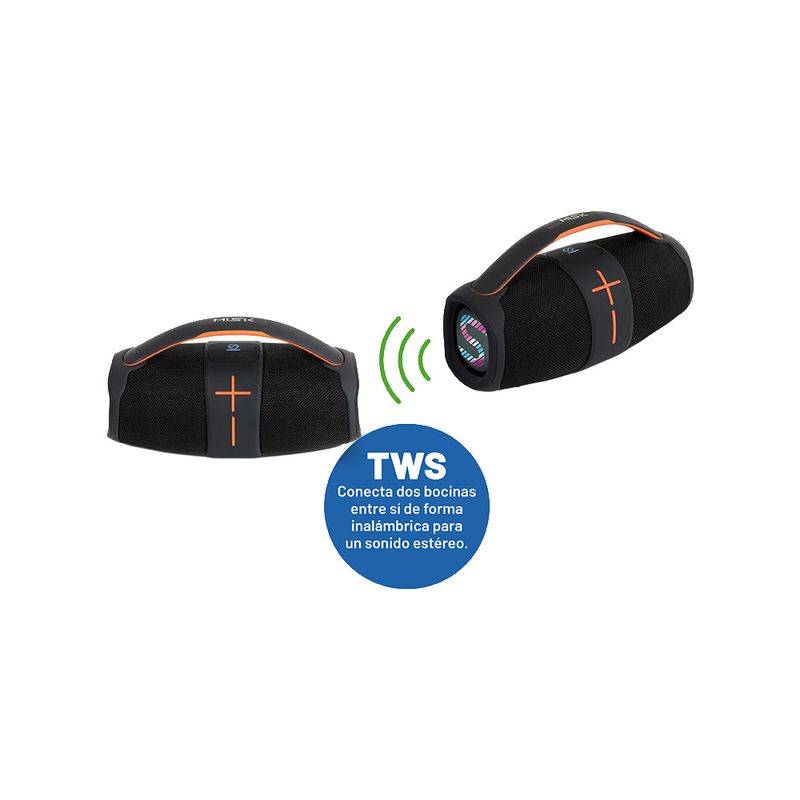 90561 - BOCINA RECARGABLE BLUETOOTH CON LUZ LED MISIK, MS225, NEGRO