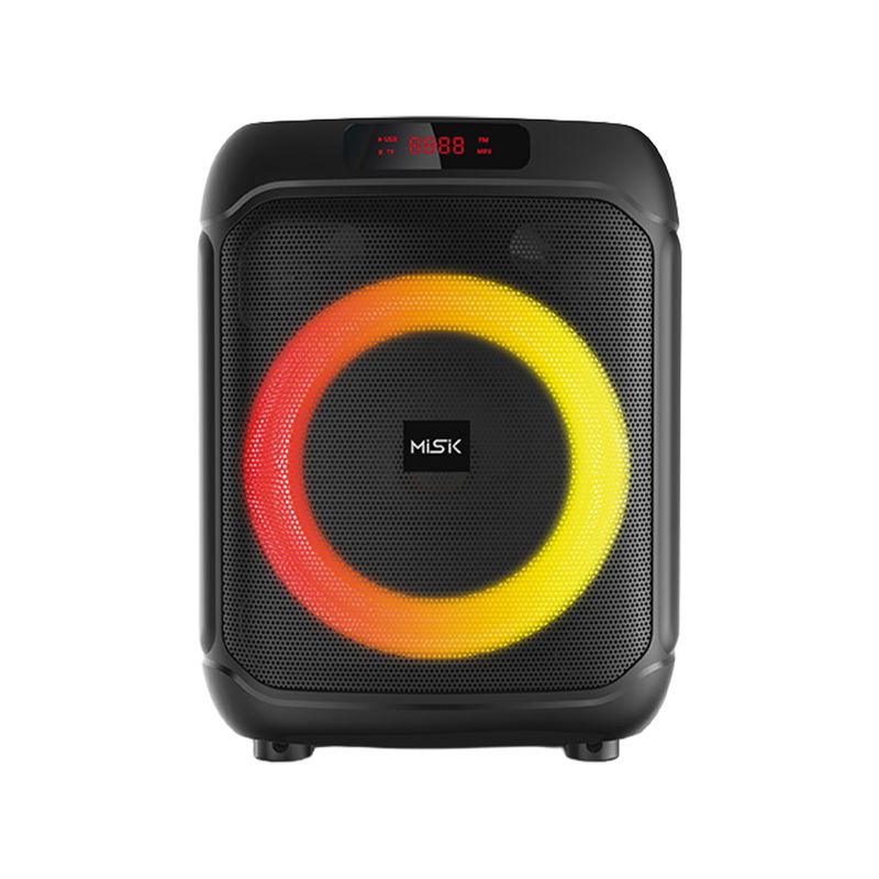 90565 - BOCINA BLUETOOTH 8" TWS LUCES, MICROFONO MISIK MB103, NEGRO