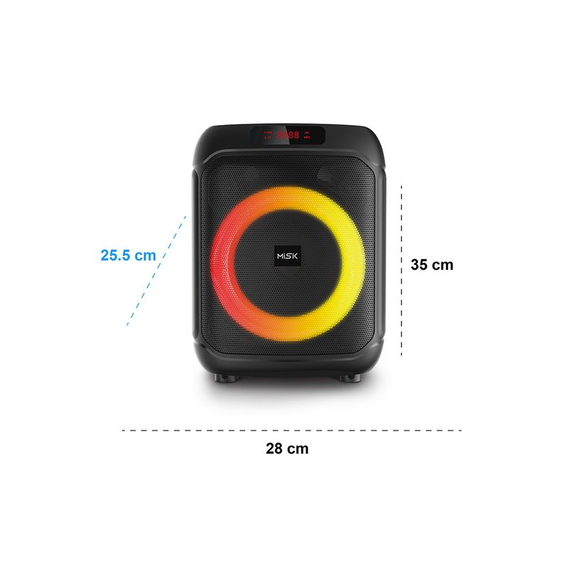 90568 - BOCINA BLUETOOTH 8" TWS LUCES, MICROFONO MISIK MB103, NEGRO