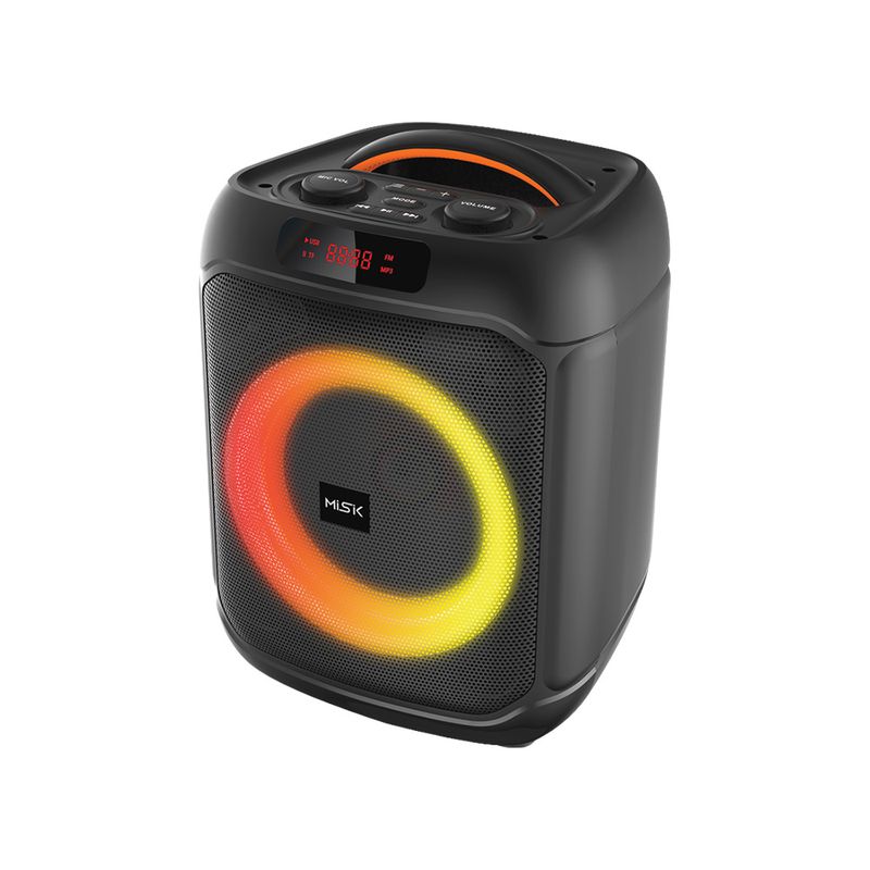 90570 - BOCINA BLUETOOTH 8" TWS LUCES, MICROFONO MISIK MB103, NEGRO