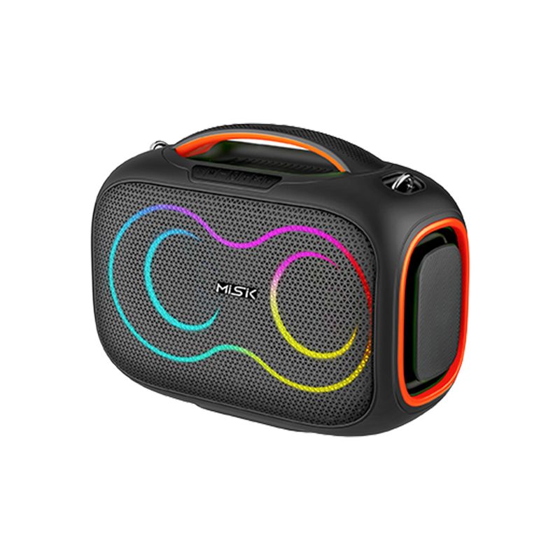 90571 - BOCINA PORTATIL TWS CON LUZ LED Y REPRODUCTOR DE USB MISIK MS272, NEGRO
