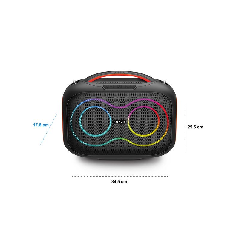 90573 - BOCINA PORTATIL TWS CON LUZ LED Y REPRODUCTOR DE USB MISIK MS272, NEGRO