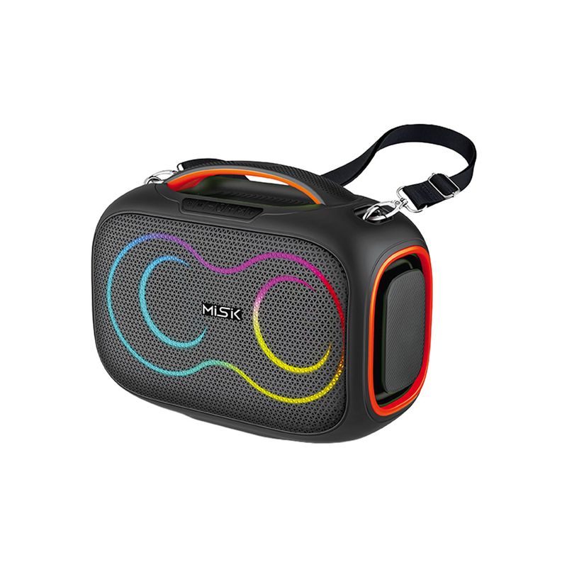 90572 - BOCINA PORTATIL TWS CON LUZ LED Y REPRODUCTOR DE USB MISIK MS272, NEGRO