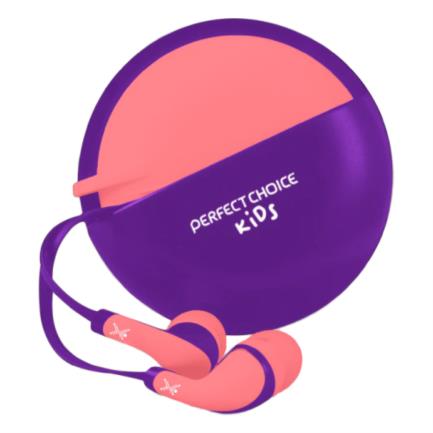49536 - Audífonos Perfect Choice In-Ear Alámbricos 3 5mm con Estuche Bubble Gum Color Rosa-Morado