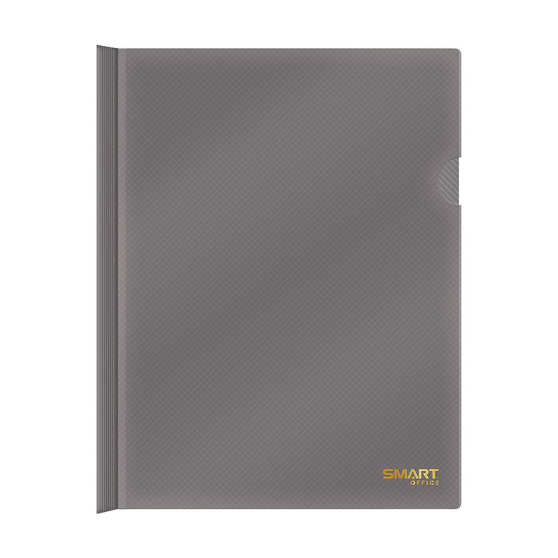 93695 - FOLDER CARTA PLASTICO CON COSTILLA GRIS OSCURO TRANSPARENTE