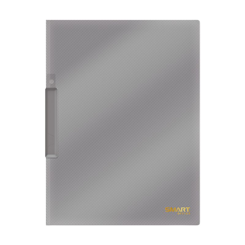 93473 - CARPETA CARTA PLASTICO CON CLIP GRIS OSCURO TRANSPARENTE
