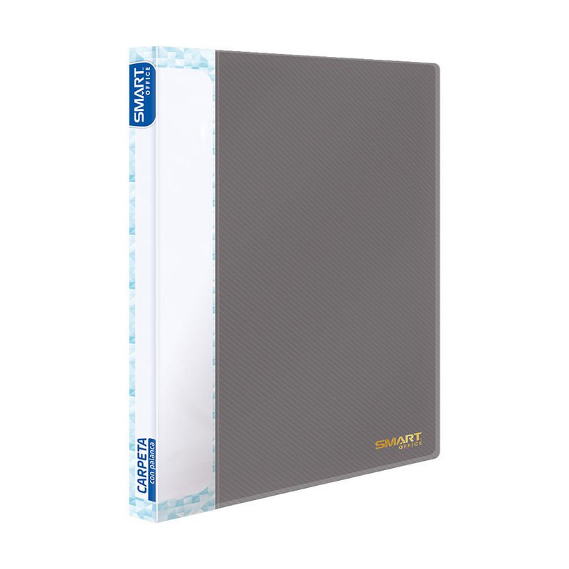 93485 - CARPETA PLASTICA CARTA CON PALANCA GRIS OSCURO TRANSPARENTE