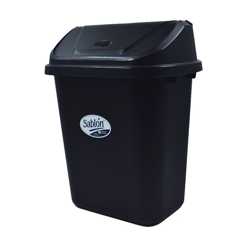 93323 - BOTE PARA BASURA 13LTS NEGRO RECTANGULAR CON BALANCIN