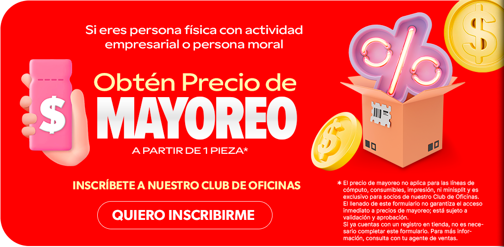 Precio de mayoreo en Ofix a partir de 1 pieza